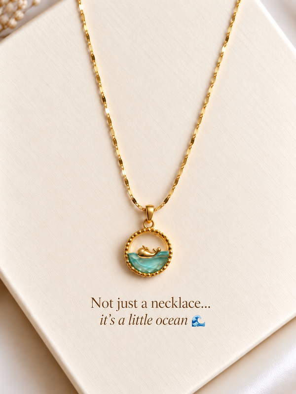 Ocean 18K gold plated stainless steel necklace