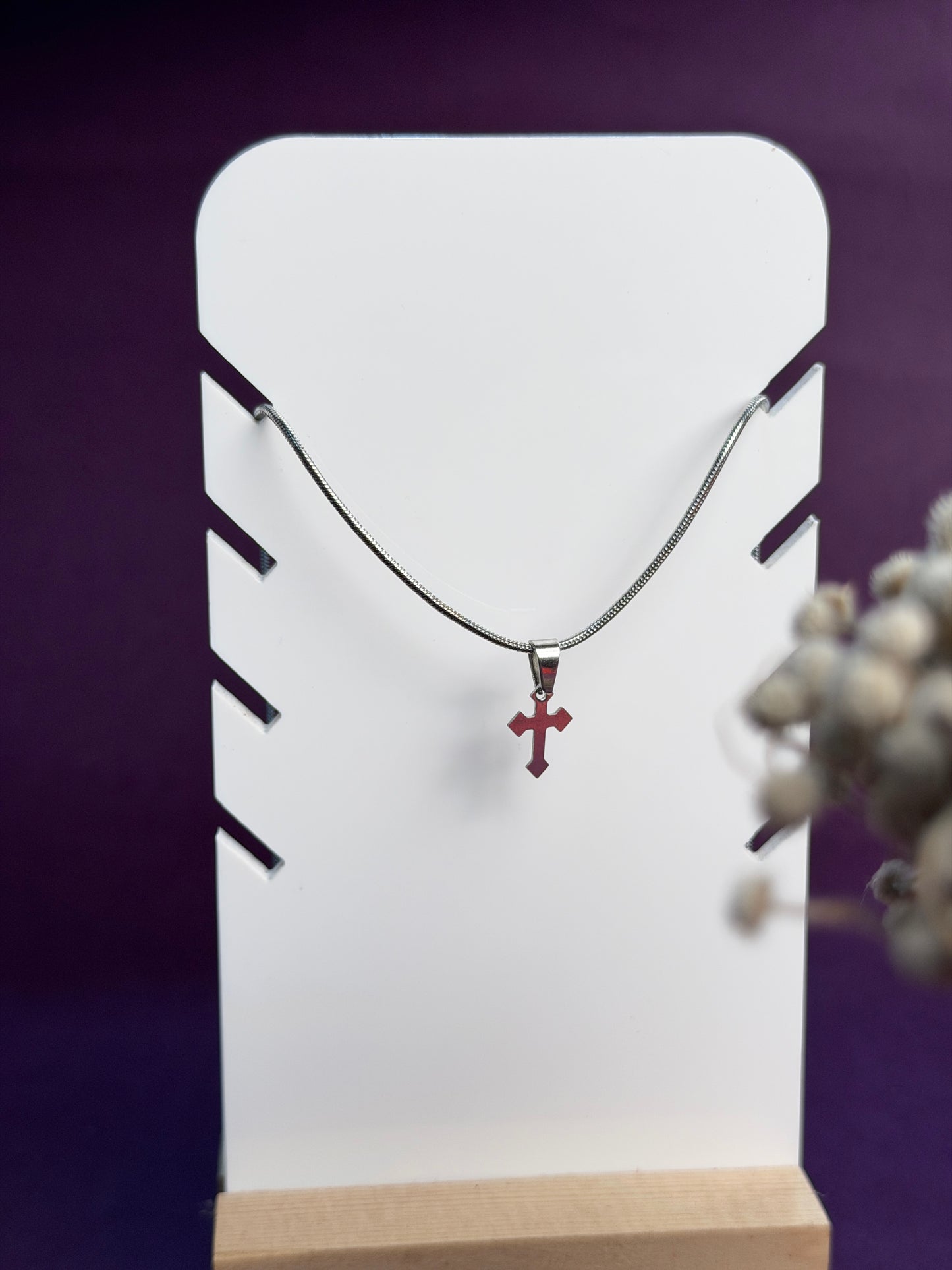 Tiny cross Stainless steel silver necklace