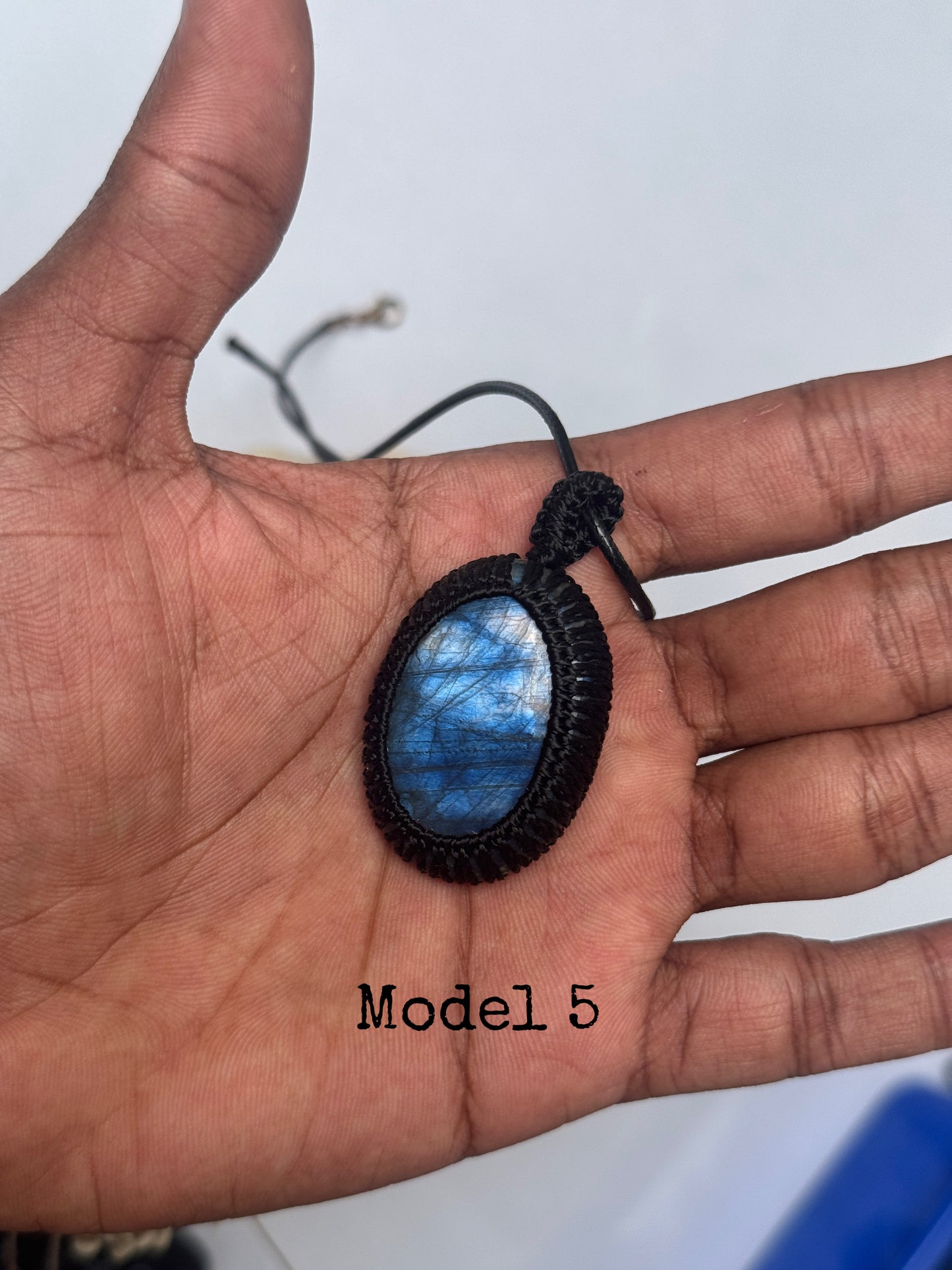Labradorite macrame adjustable necklace
