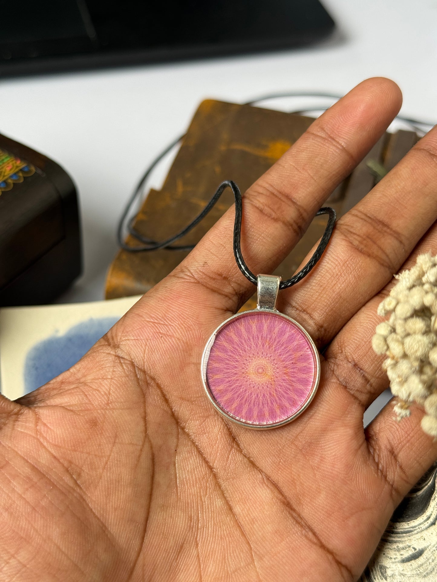 Mandala resin necklace