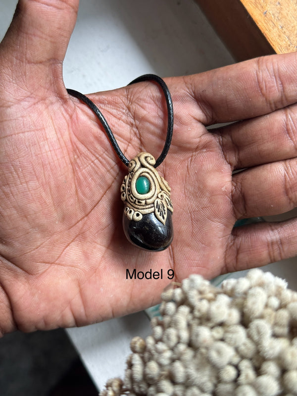 Black onyx clay necklace