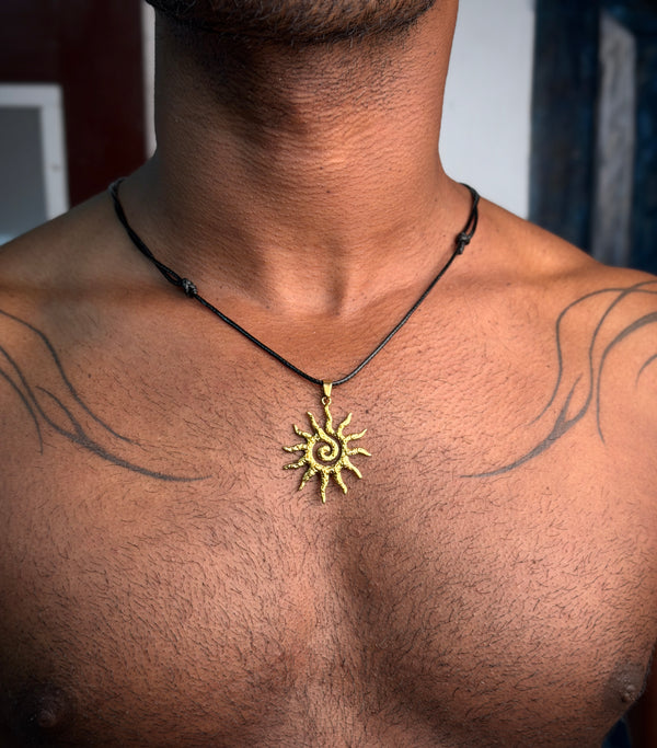 Spiral sun 18k gold plated necklace