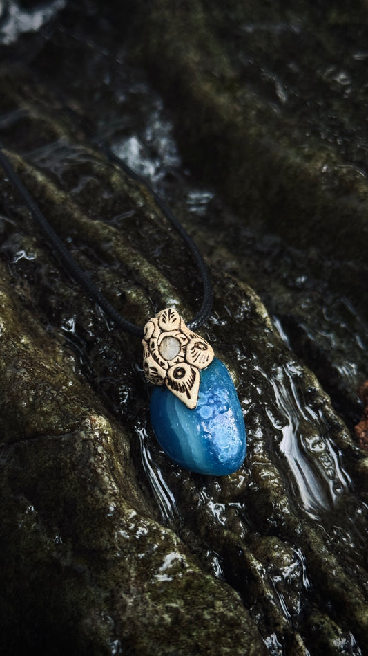 Blue agate clay necklace