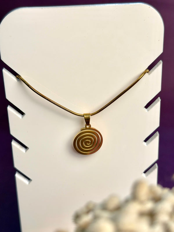 Spiral 18k gold plated stainless steel necklace