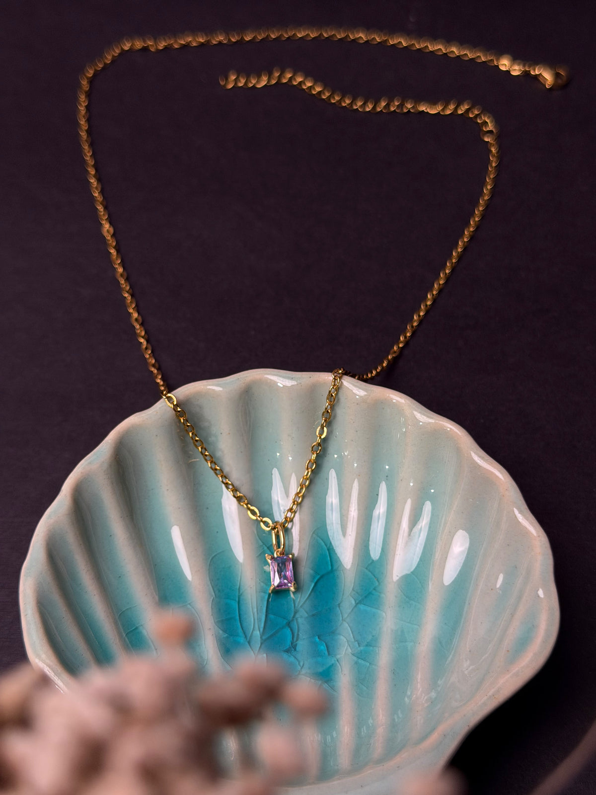 Birthstone 18k Gold-plated Stainless steel necklace