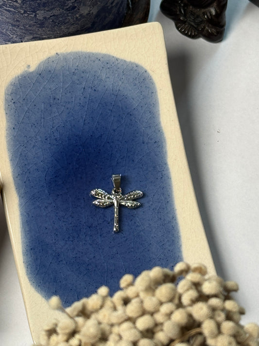 Dragon  fly stainless steel silver  pendant with hook