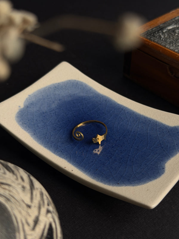 Meow 18k gold plated stainless steel ring