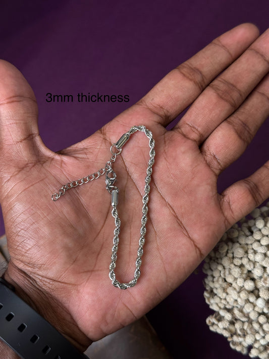 Stainless steel twisted rope type adjustable bracelet