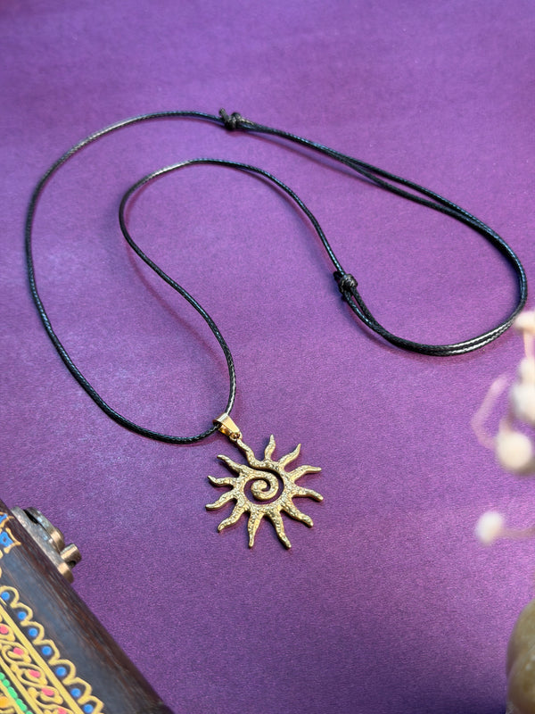 Spiral sun 18k gold plated necklace