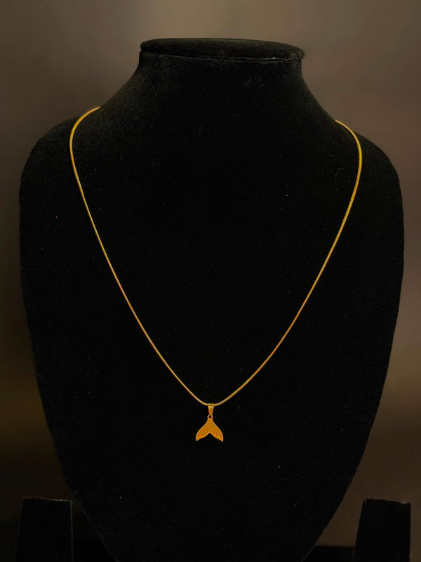 Fin round stainless steel 18k gold plated chain