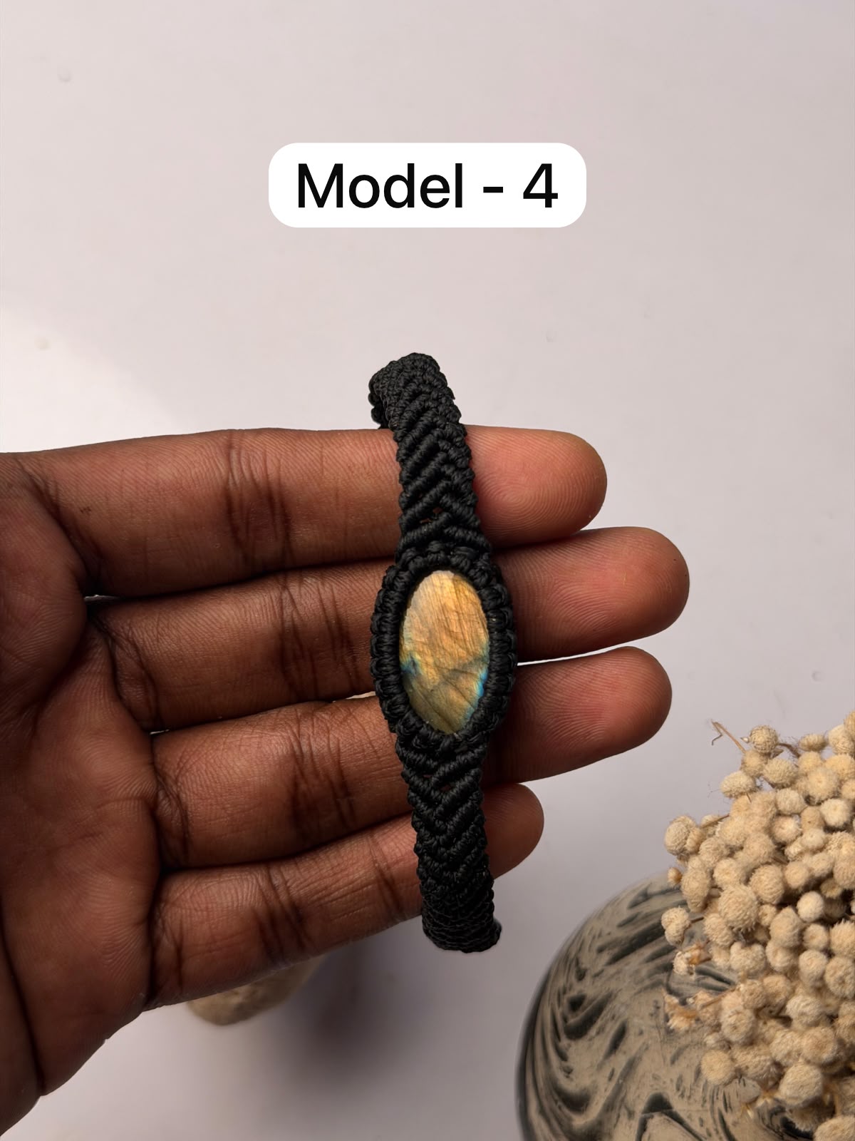 Labradorite stone macrame bracelet