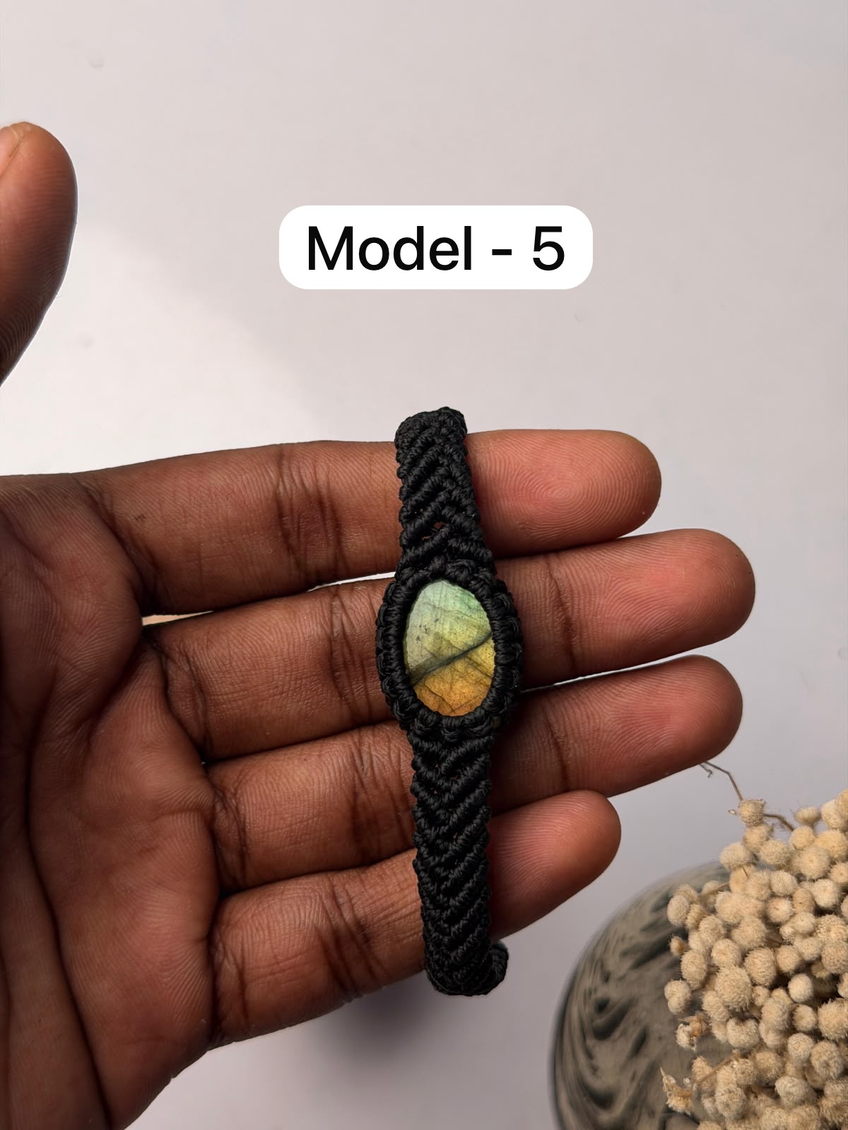 Labradorite stone macrame bracelet