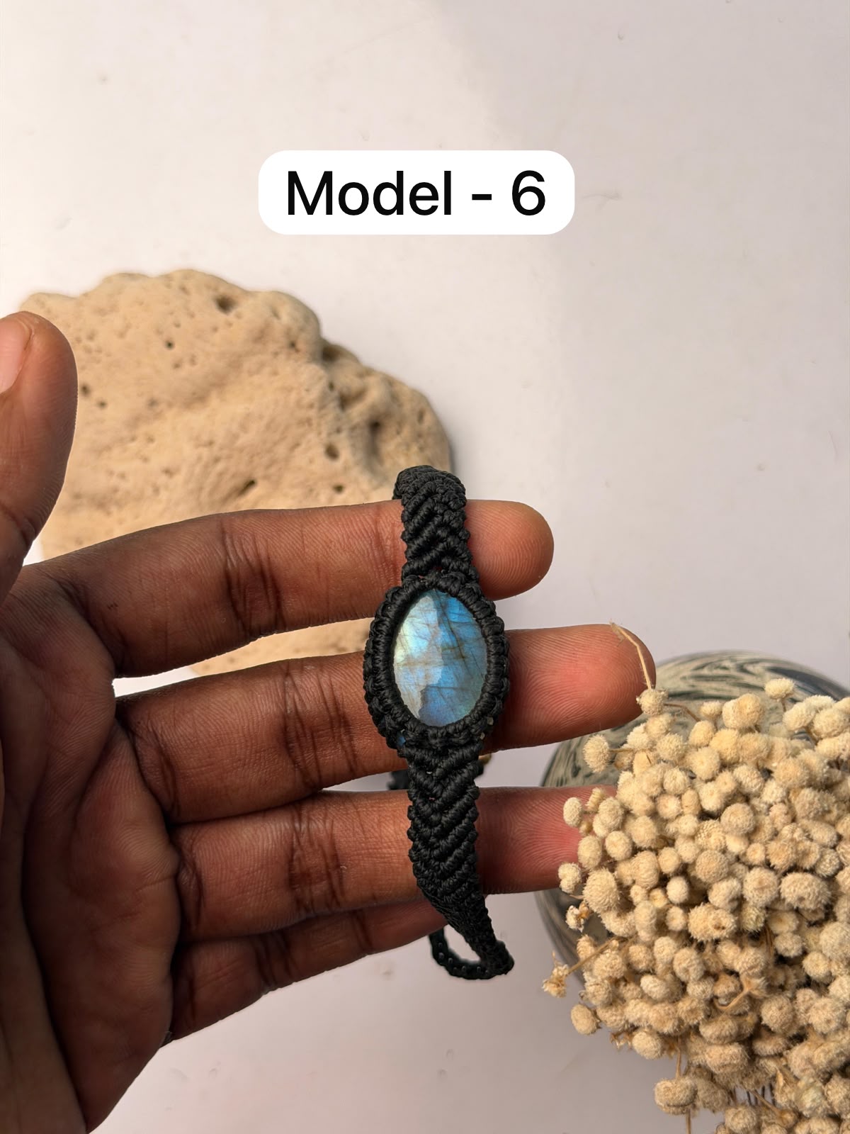 Labradorite stone macrame bracelet