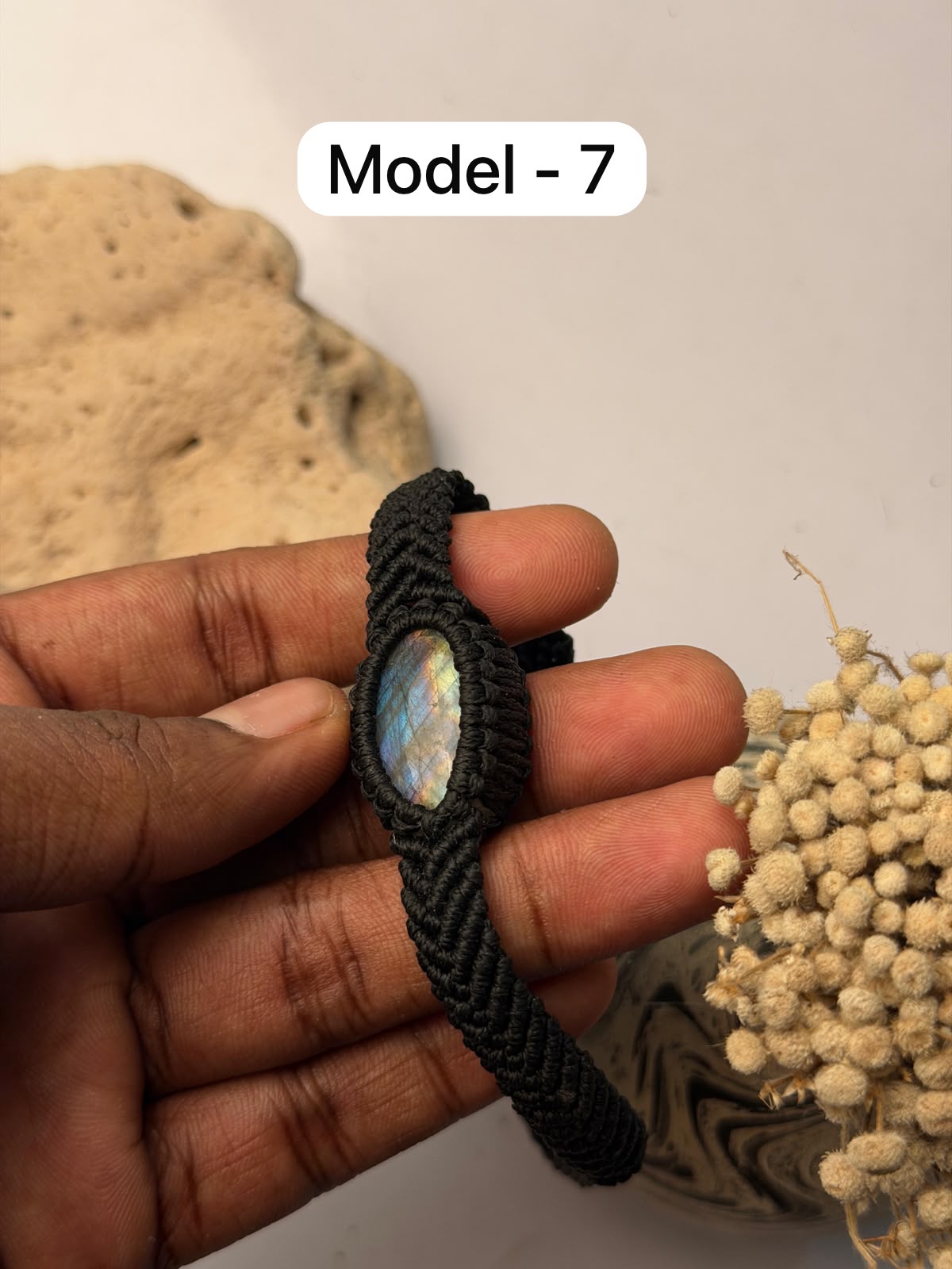Labradorite stone macrame bracelet