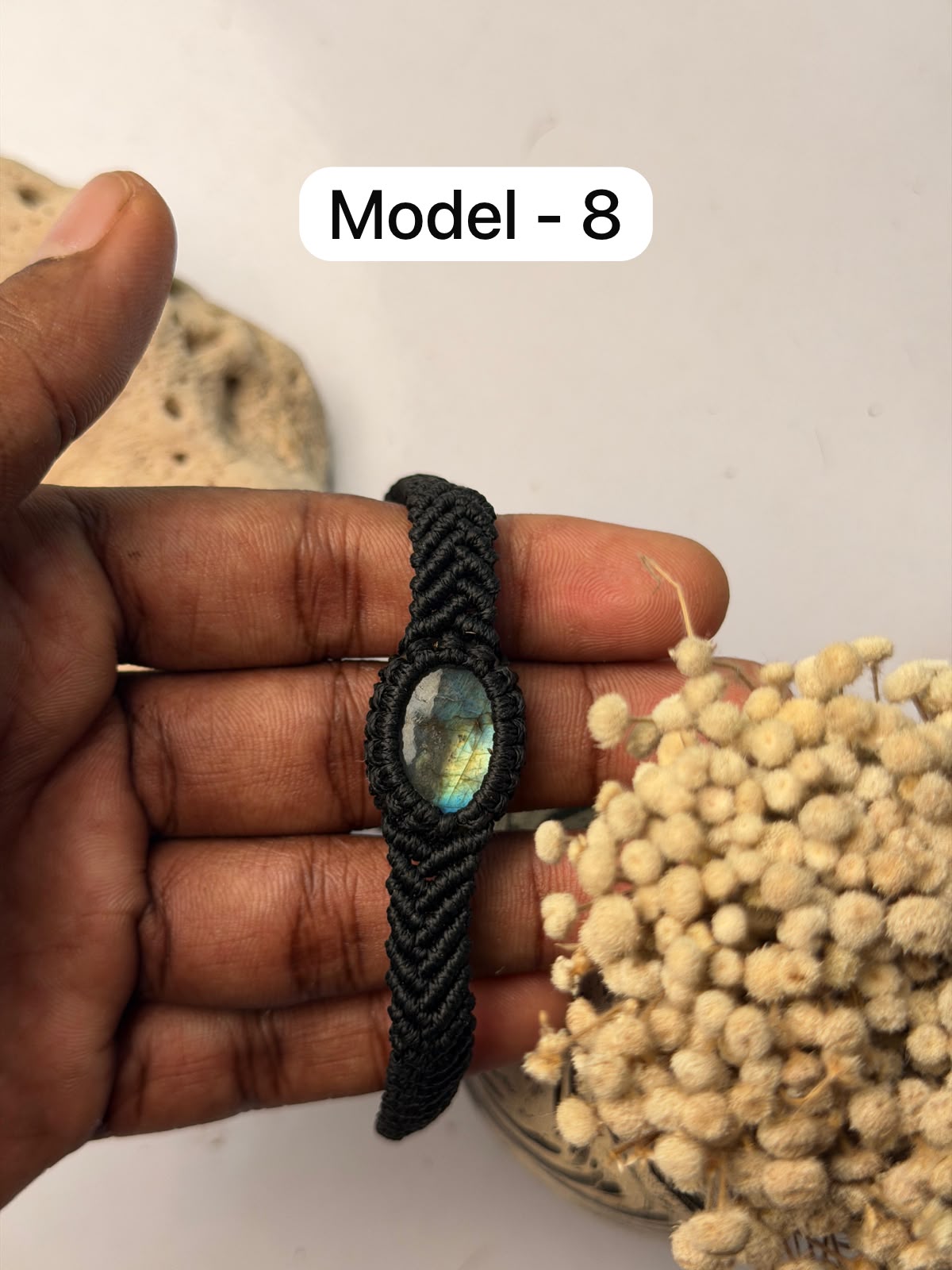 Labradorite stone macrame bracelet