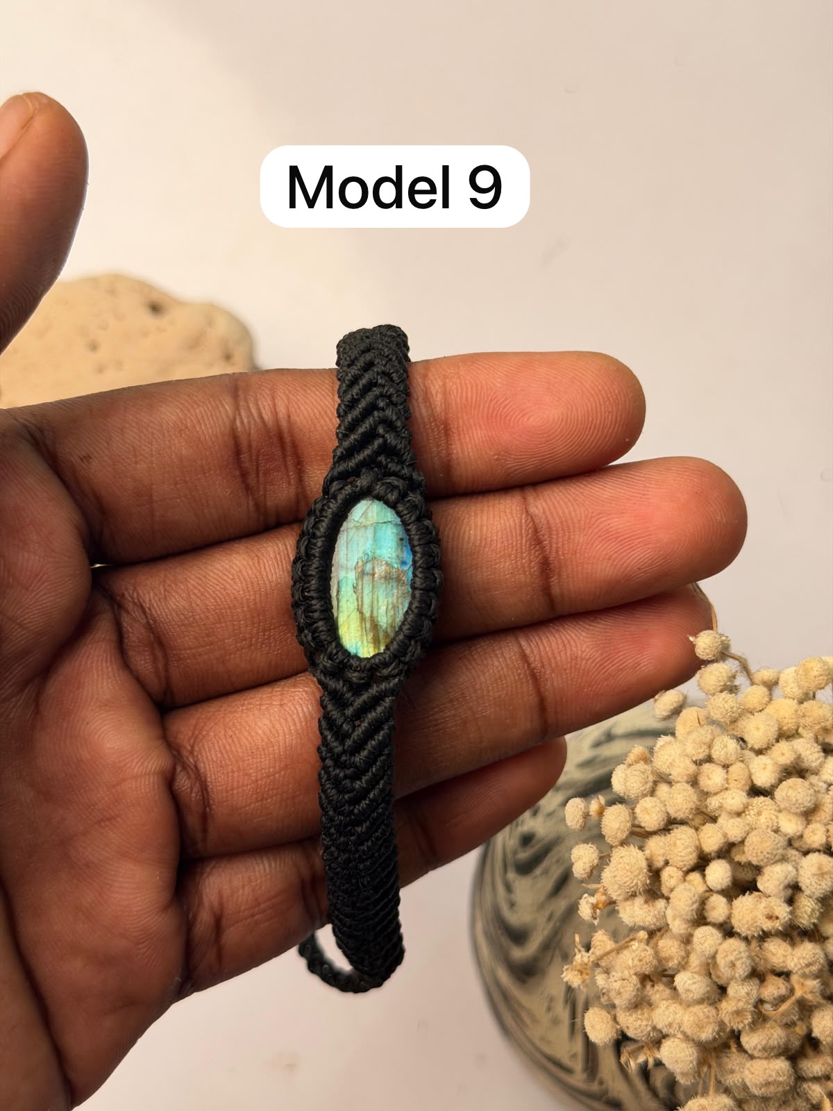 Labradorite stone macrame bracelet