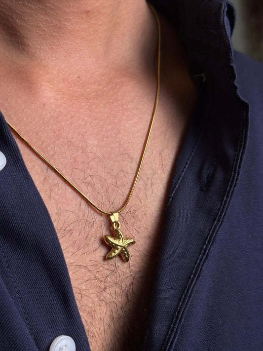 starfish dotted stainless steel 18k gold plated necklce