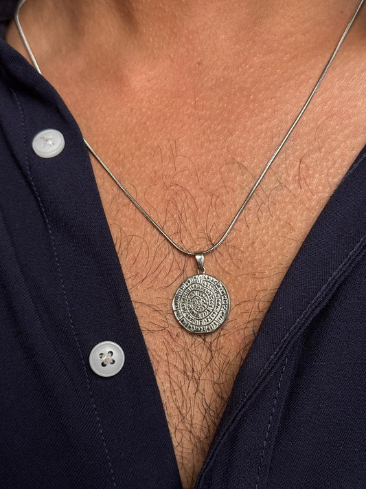 tribal spiral stainless steel necklace