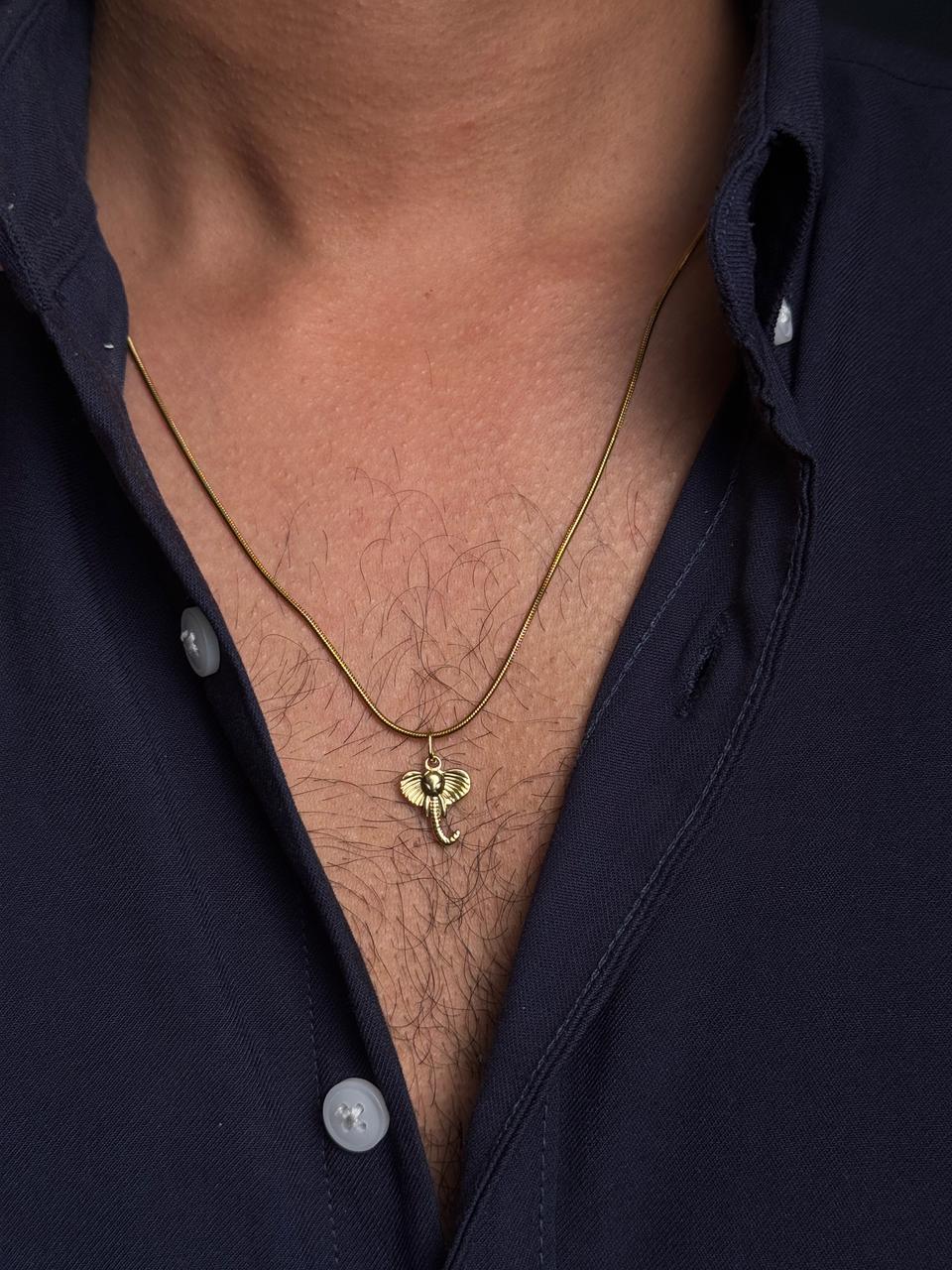 elephant stainless steel 18k gold plated necklace