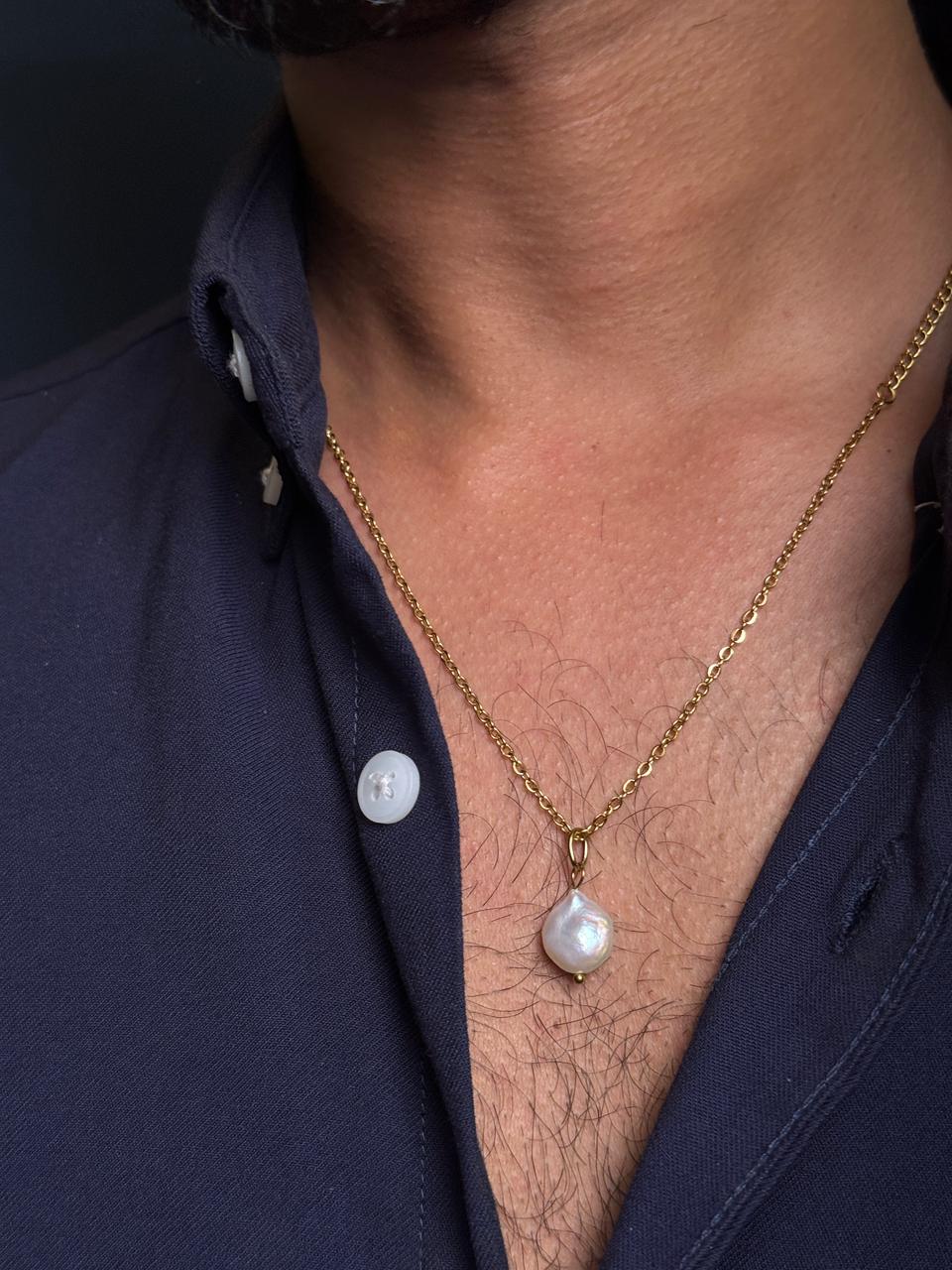 pearl (original ) 18k gold plated stainless steel chain