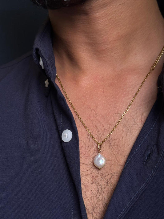 pearl (original ) 18k gold plated stainless steel chain