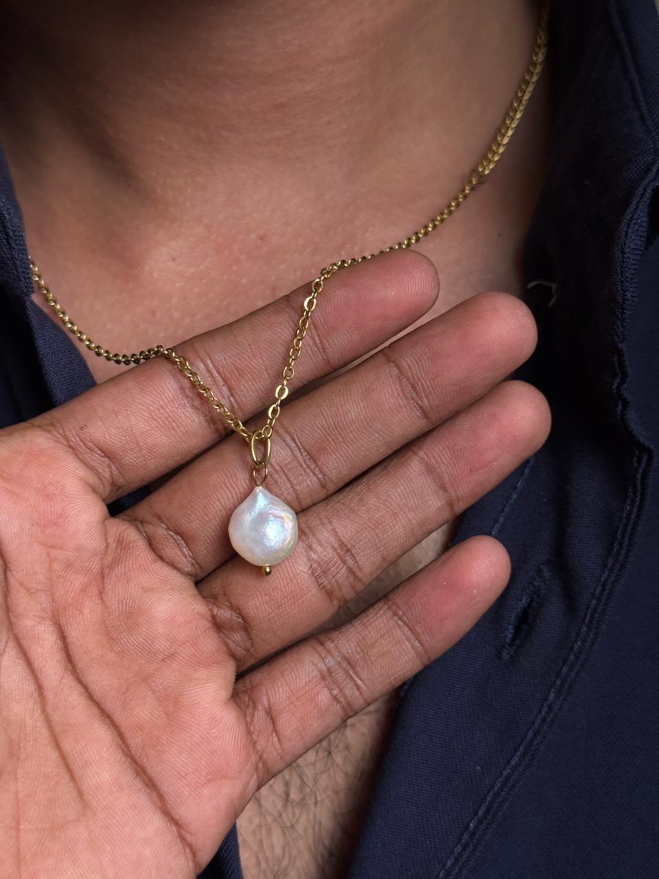 pearl (original ) 18k gold plated stainless steel chain