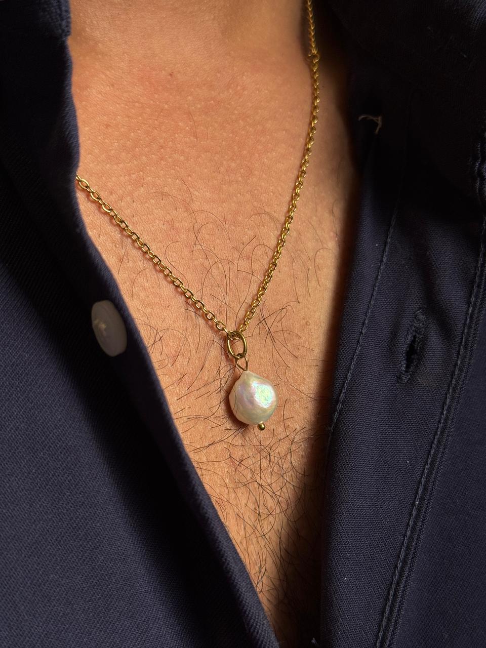pearl (original ) 18k gold plated stainless steel chain