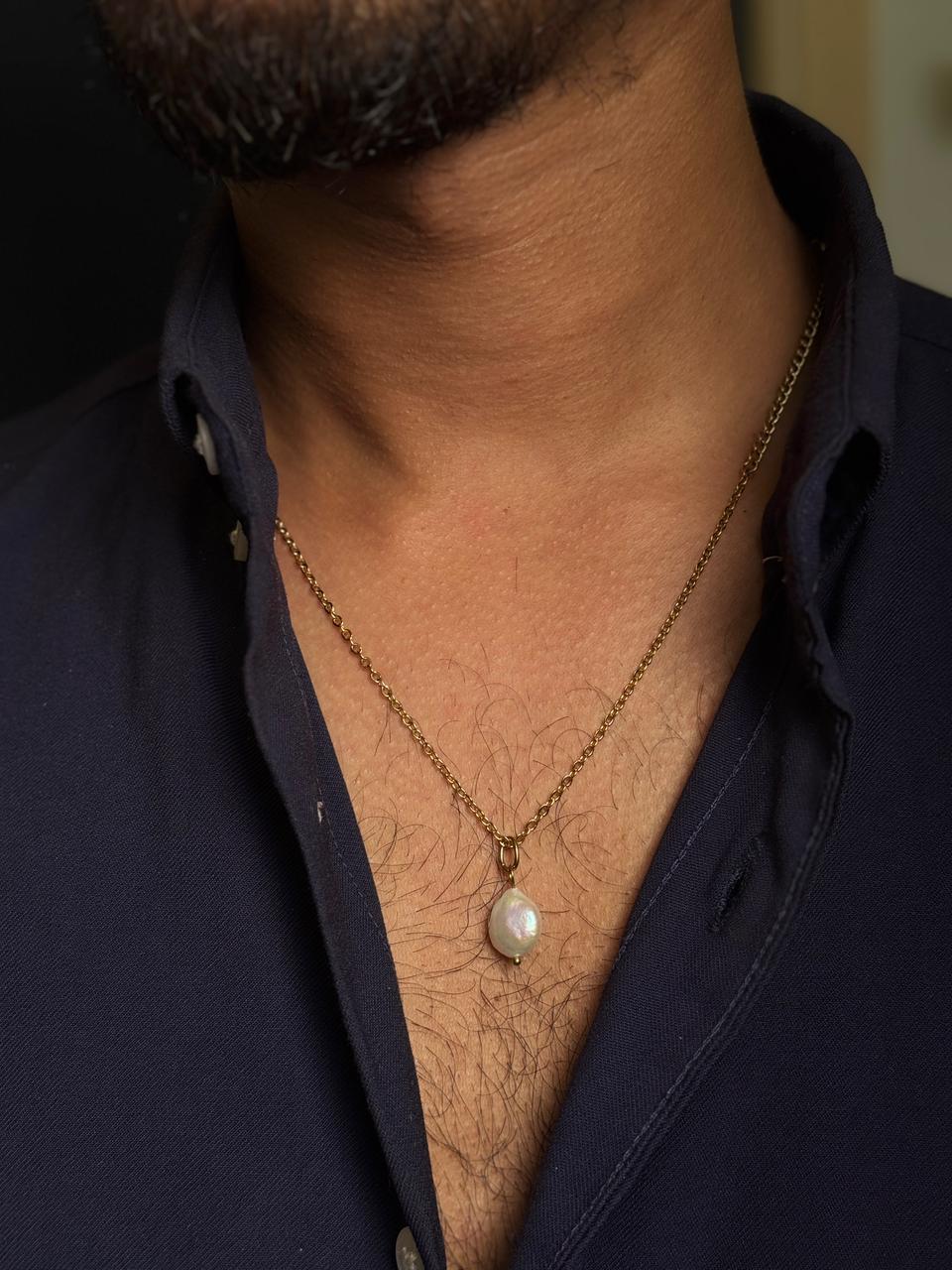 pearl (original ) 18k gold plated stainless steel chain