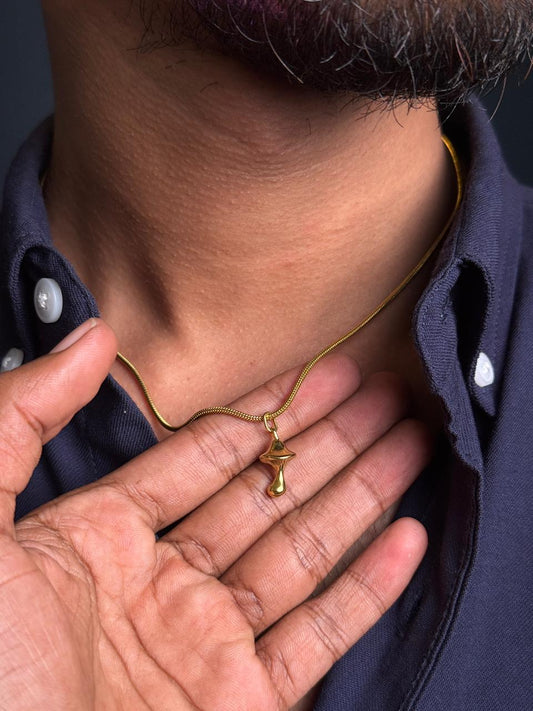 mushroom stainless steel 18k gold plated necklace