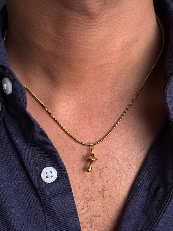 mushroom stainless steel 18k gold plated necklace