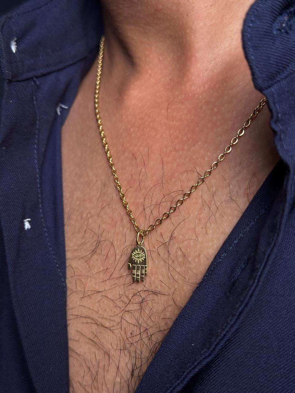 minimal hamsa hand necklace