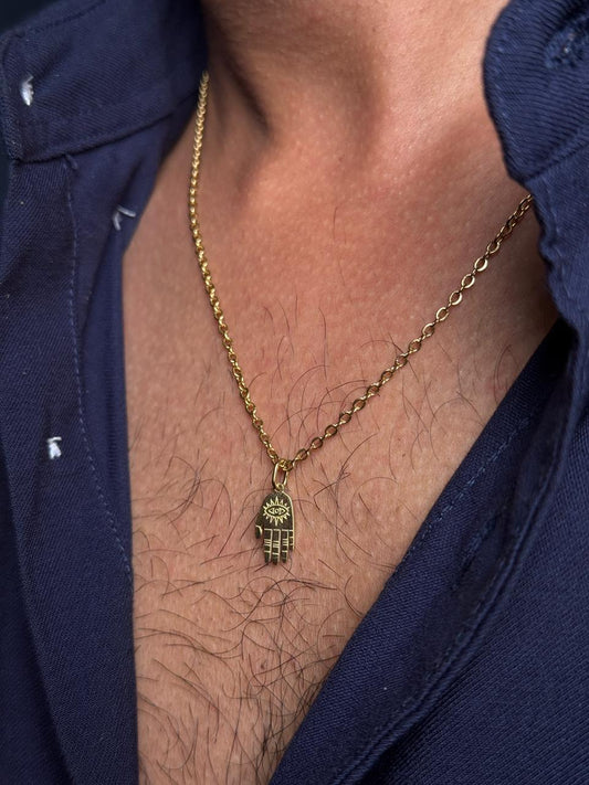 minimal hamsa hand necklace