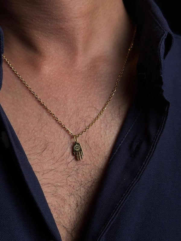minimal hamsa hand necklace