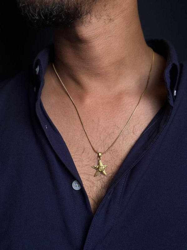 starfish spiral 18k gold stainless steel necklace