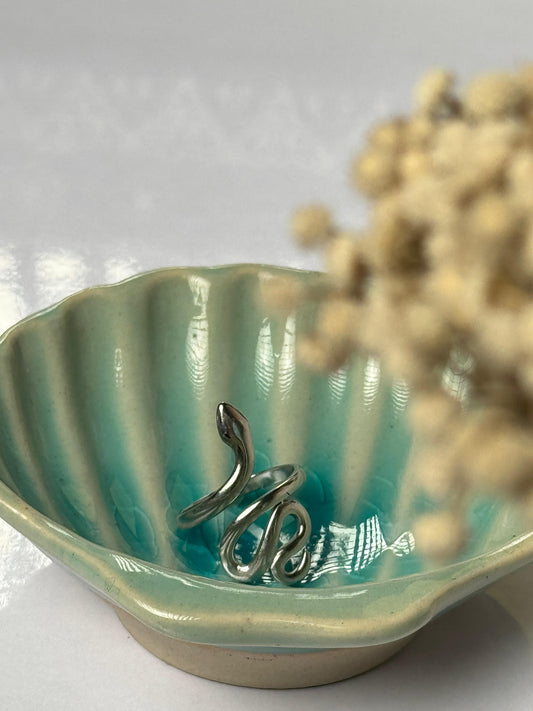 Snake stainless steel adjustable silver ring