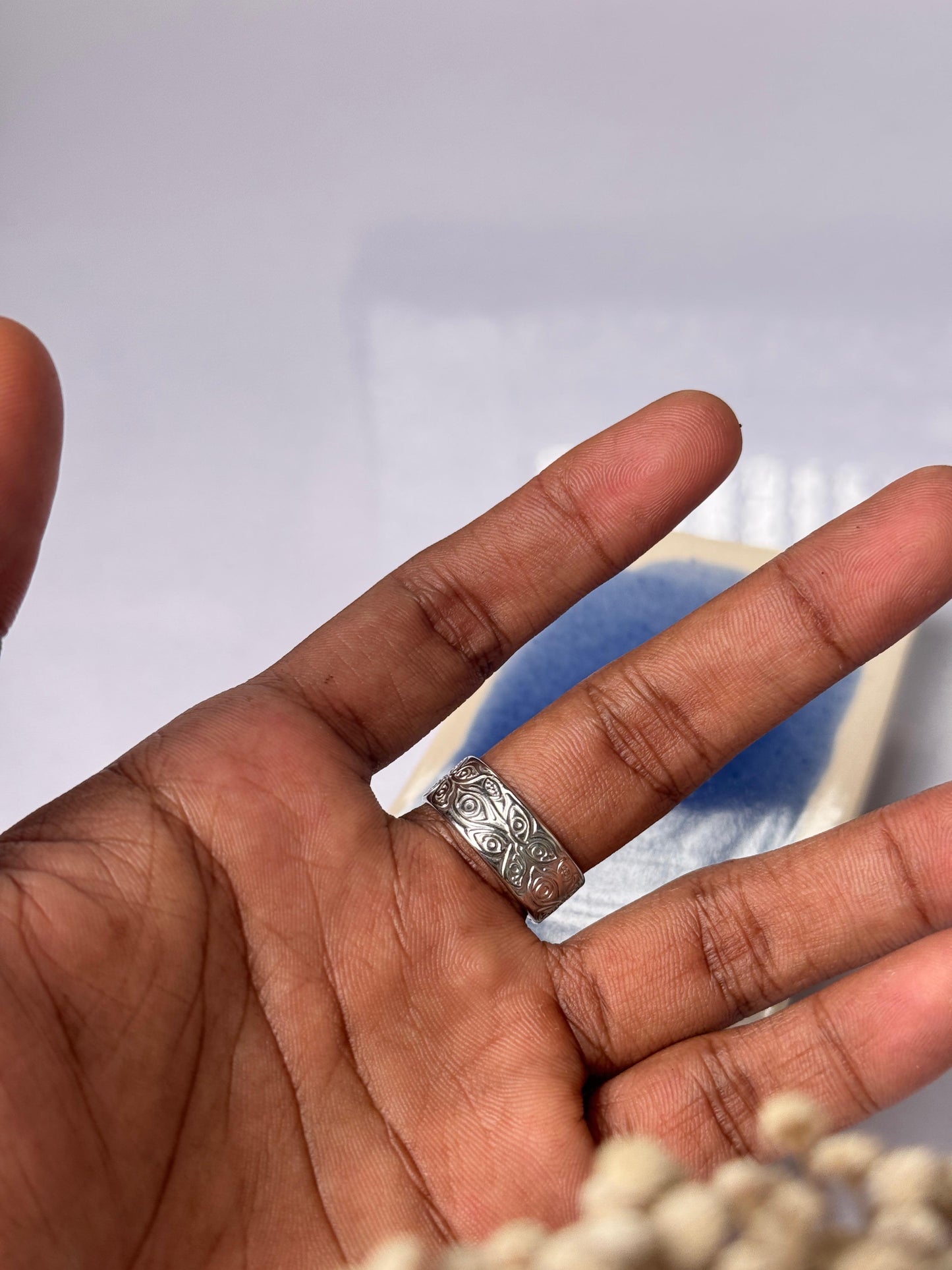 3rd eye thick stainless steel  silver adjustable ring