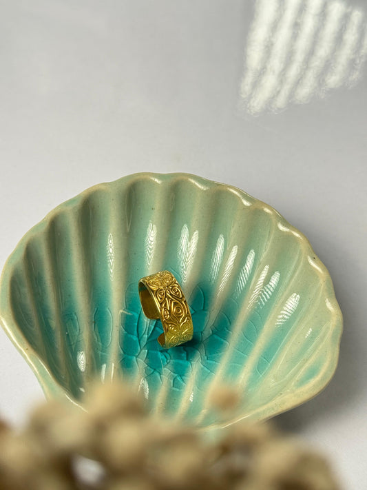 3rd eye thick stainless steel  18k gold plated adjustable ring