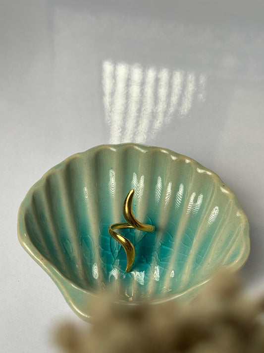 stainless steel adjustable 18k gold plated ring