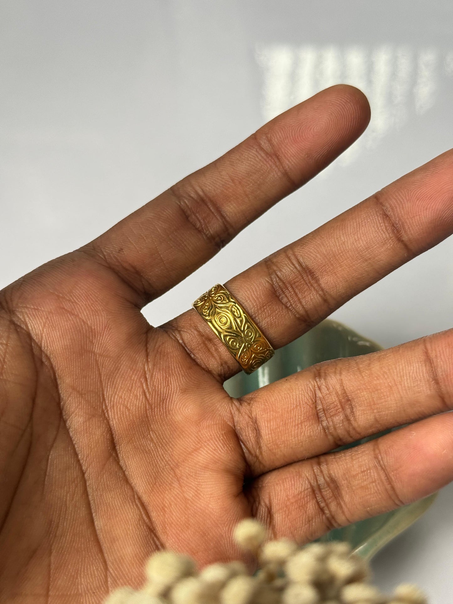 3rd eye thick stainless steel  18k gold plated adjustable ring