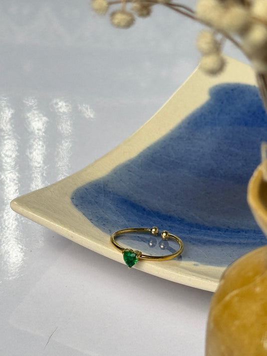 18k gold plated adjustable heart shape zircon stone ring