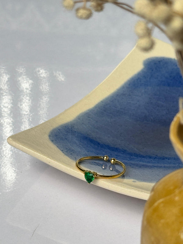 18k gold plated adjustable heart shape zircon stone ring