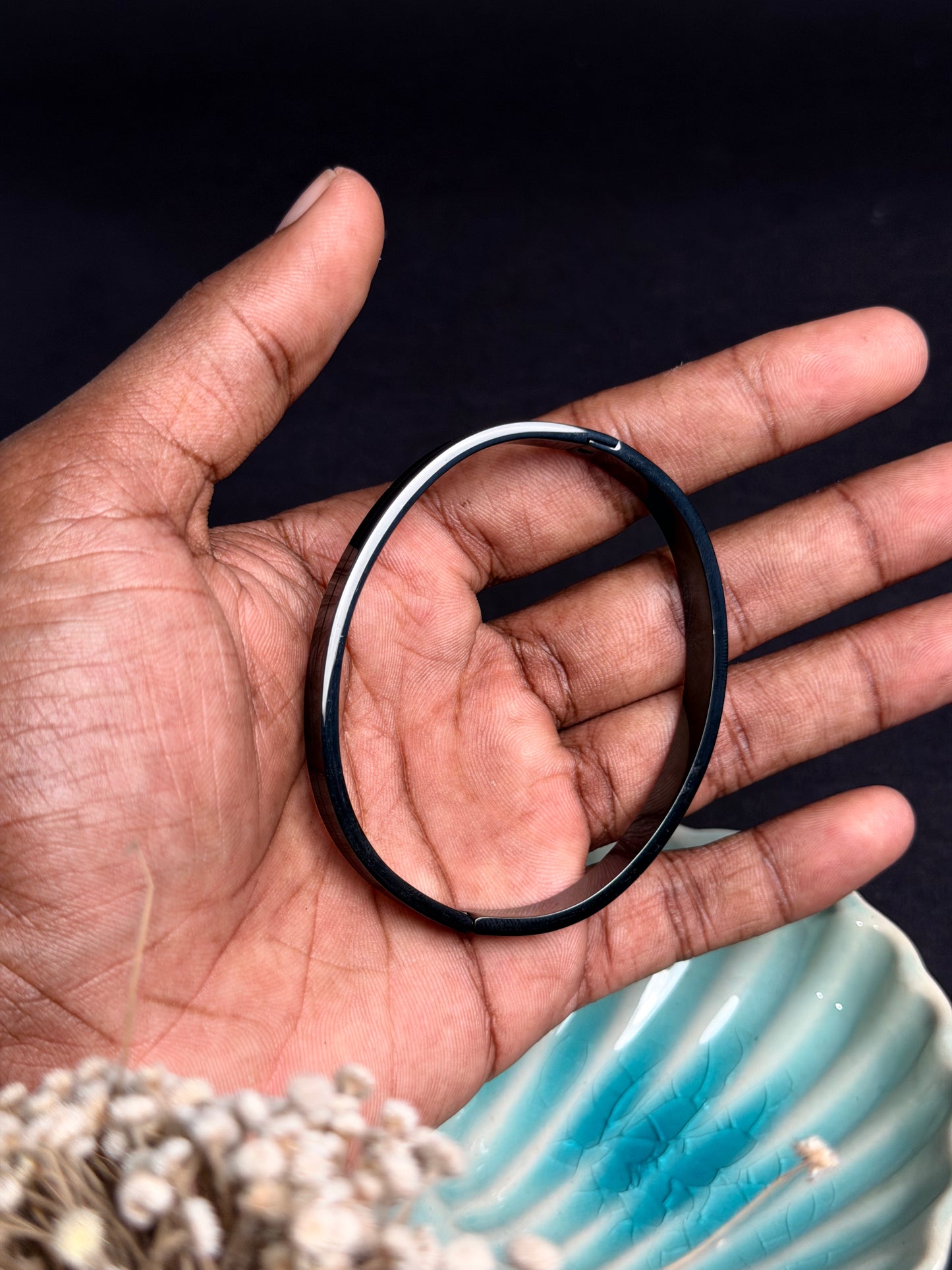 Orca Black stainless steel cuff bracelet