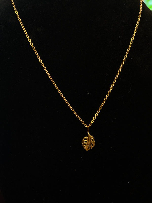 Leaf stainless steel 18k gold plated chain