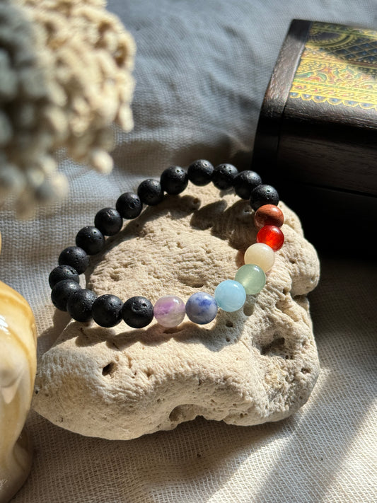 7 chakra lava natural stone bracelet