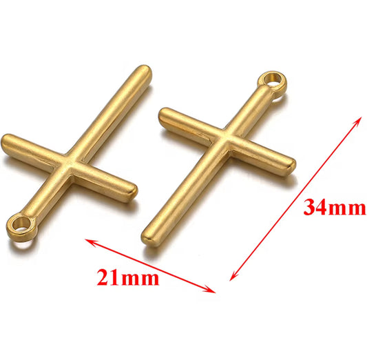 Plain Cross 18k gold plated stainless necklace pendant with hook