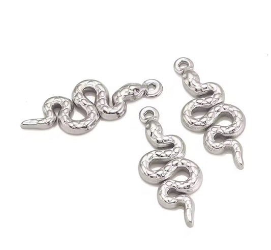 Snake silver stainless steel pendant with hook