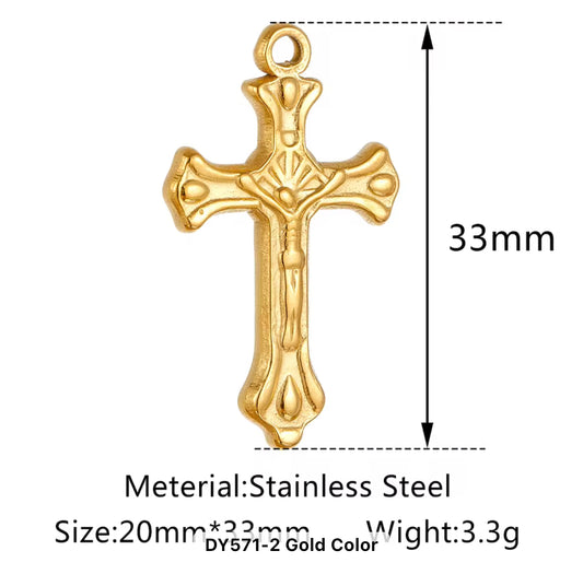 18k gold plated cross stainless steel medium size pendant