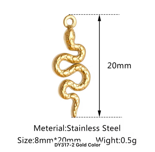 Snake 18k gold plated stainless steel pendant with hook
