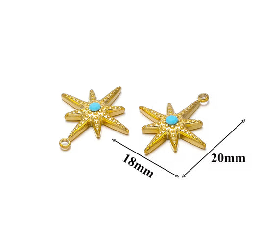 Star  necklace 18k gold-plated pendant with hook