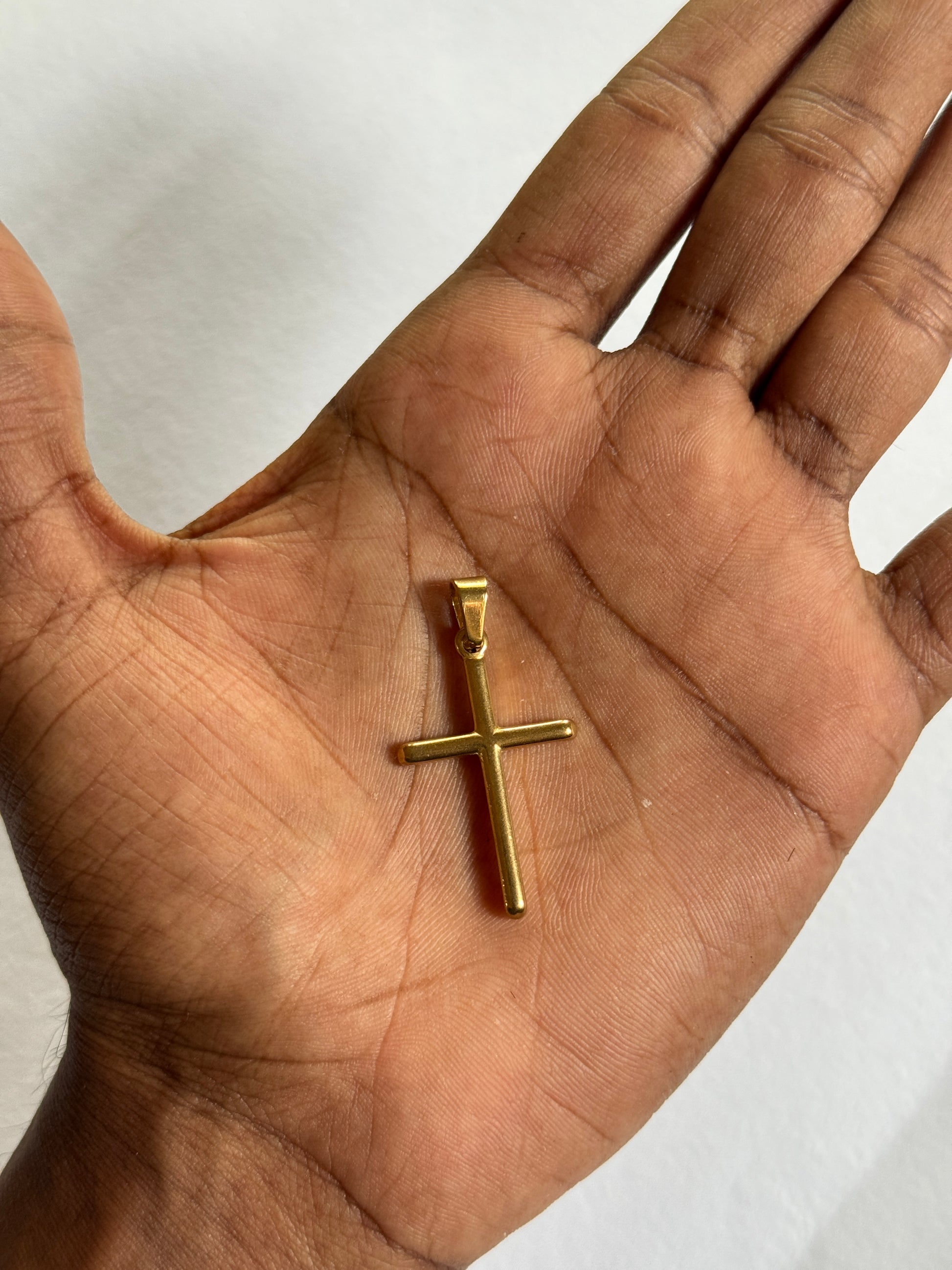 Plain Cross 18k gold plated stainless necklace pendant with hook